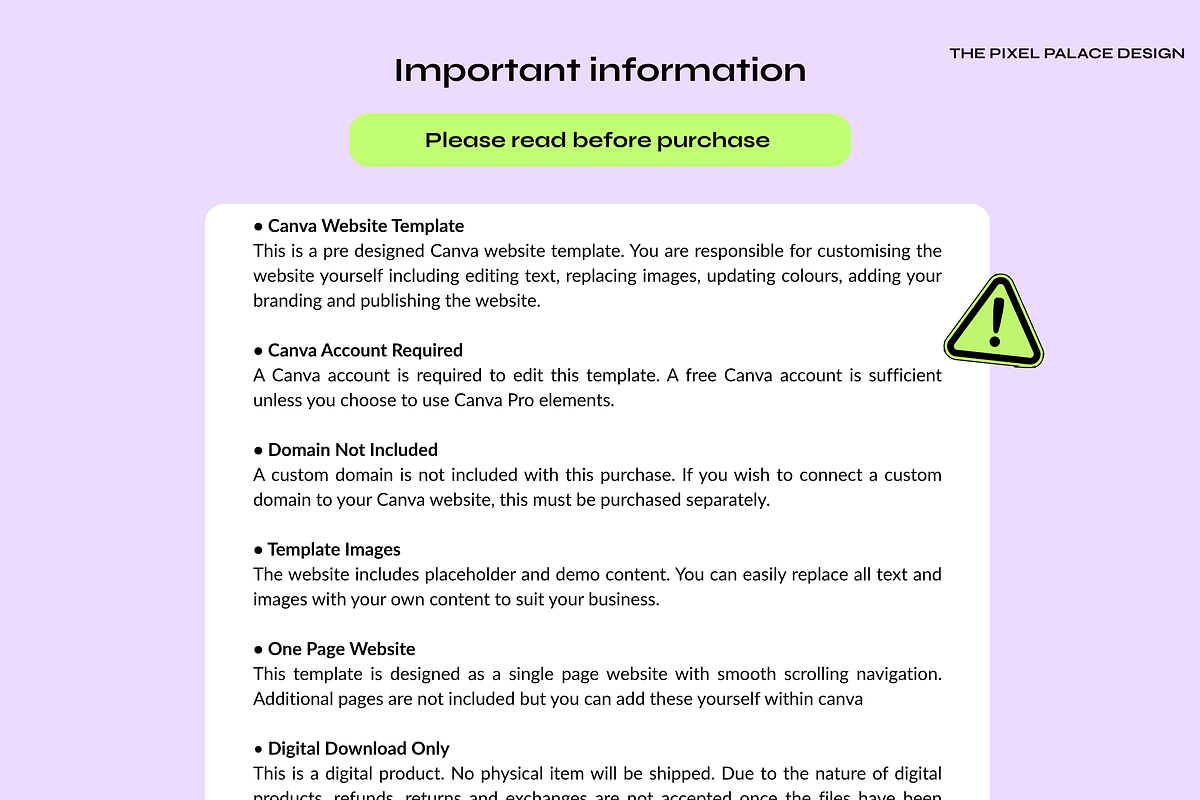 Editable Canva Website Template, a Landing Page Template by The Pixel Palace (Photo 11 of 11)