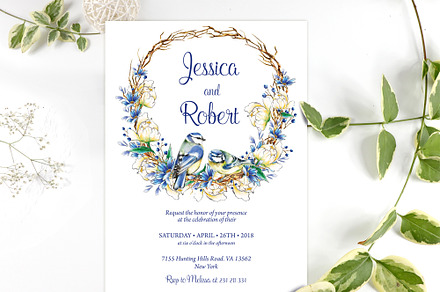 Romantic Navy Wedding Invitation