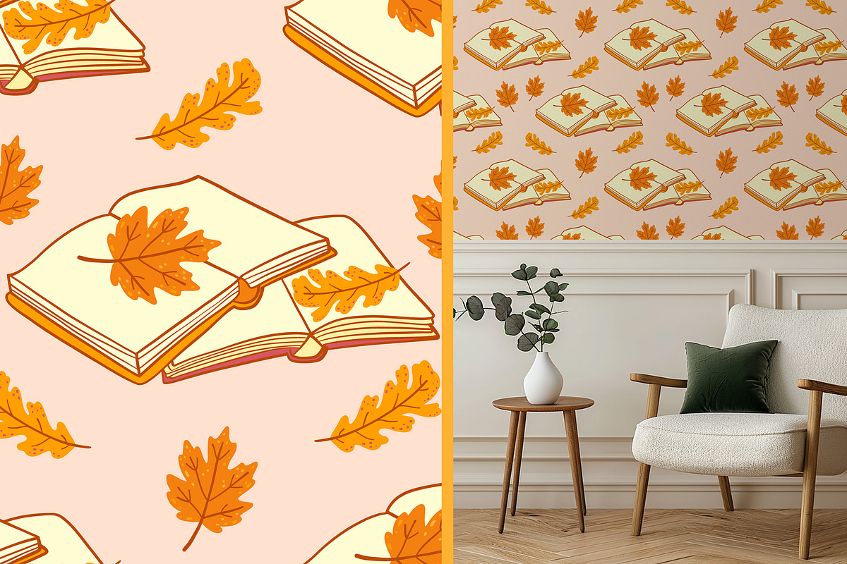 Autumn Books vector clipart patterns, an Education Illustration by Carpet Tapete Pretzel (Photo 10 of 13)