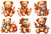Autumn Teddy Bear Clipart, an Illustration by OK Design (Thumbnail 5 of 5)
