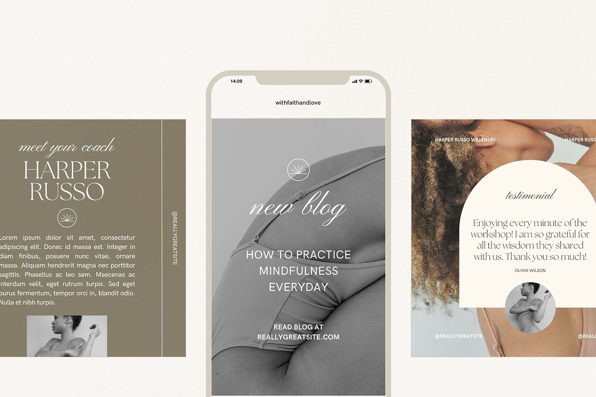 100 Yoga Wellness Instagram Bundle, a Social Media Template by With Faith & Love (Photo 2 of 15)