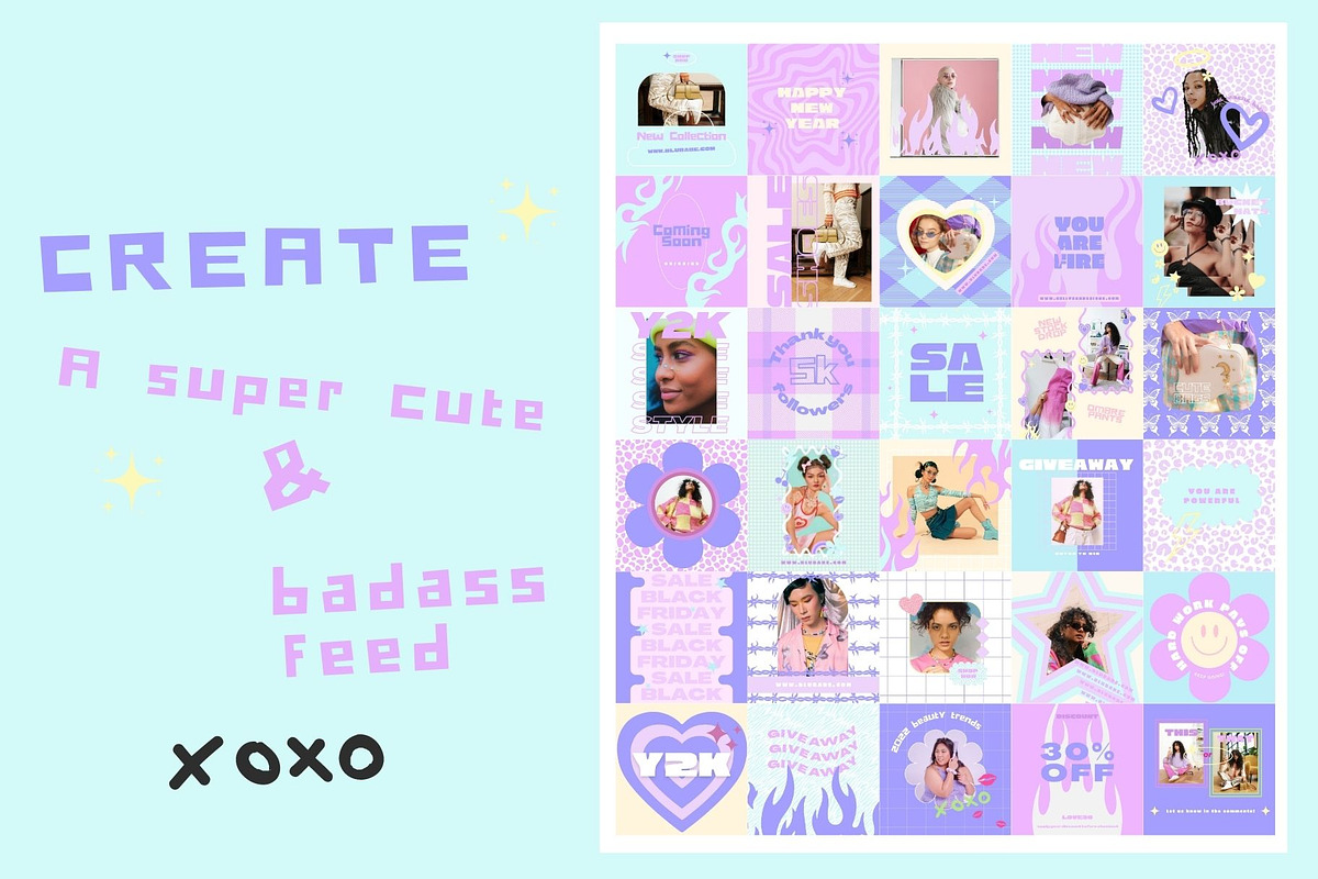 Y2K Instagram Post Templates Canva, a Social Media Template by Hell Yeah Designs (Photo 4 of 6)
