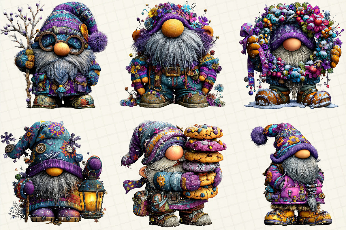 Winter Christmas Gnome Clipart, an Illustration by DreamCafeArt (Photo 2 of 6)