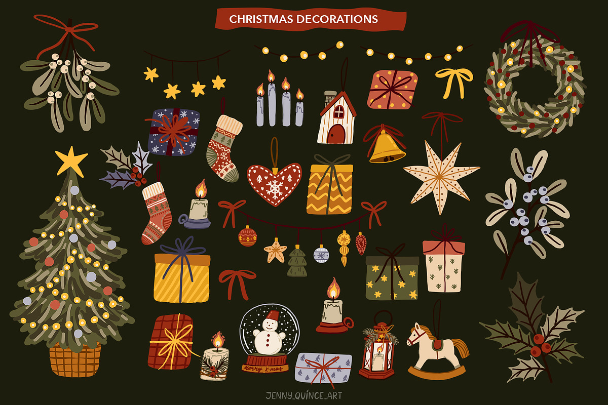 Cozy Christmas – Vector Clipart, a Seasonal Illustration by Jenny Quince (Photo 7 of 19)