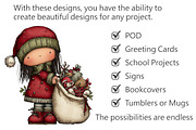Whimsical Christmas Girl Clipart, an Illustration by Pixels.Craft (Thumbnail 3 of 6)