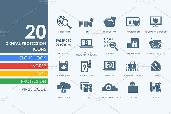 20 Digital Protection Icons