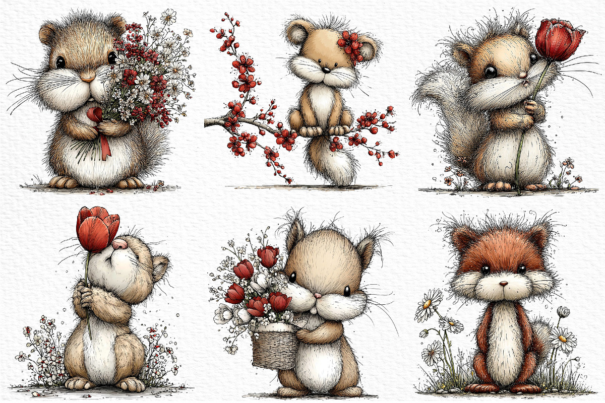Whimsical Spring Squirrel Clipart, an Illustration by Craft Nest (Photo 3 of 11)