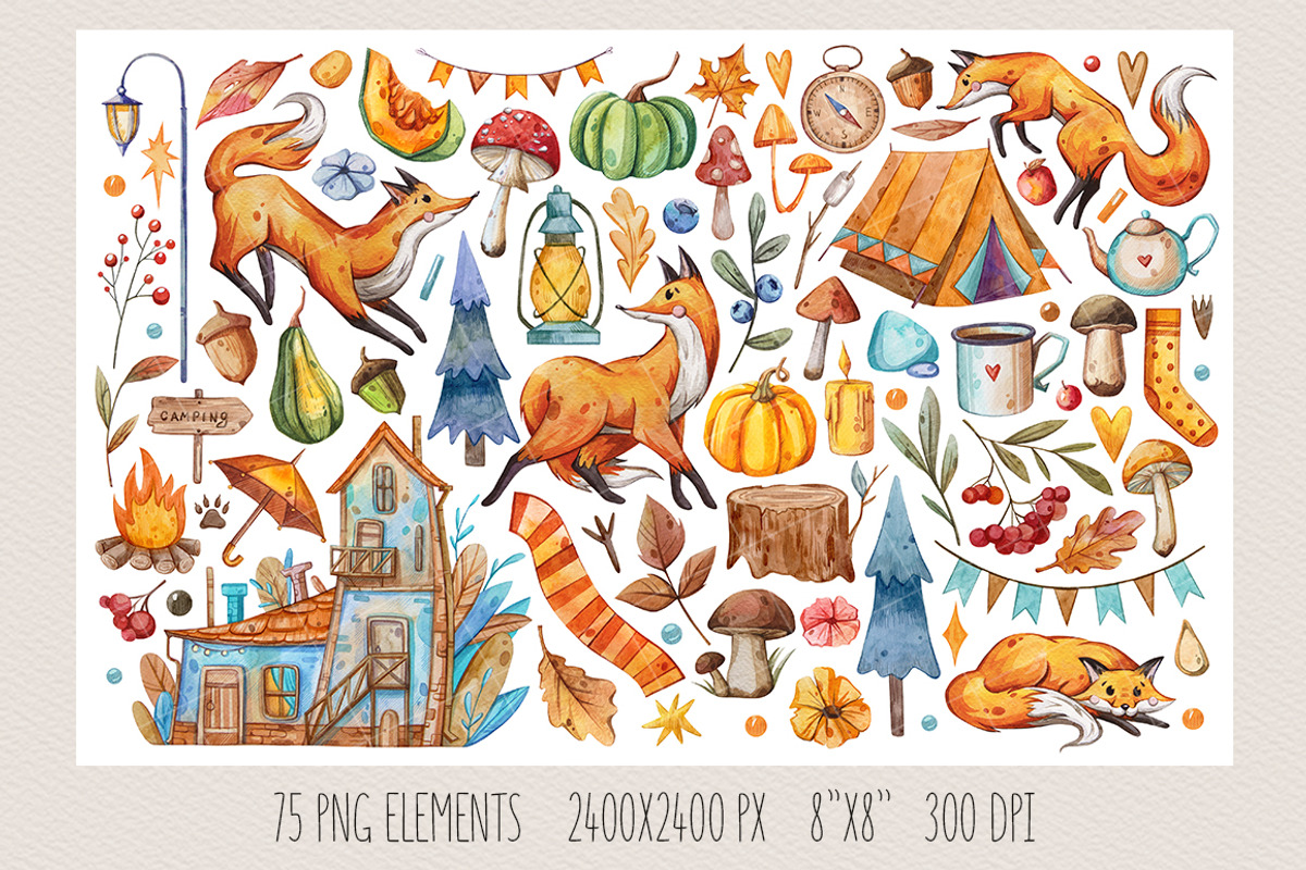 Autumn collection | 102 elements, an Animal Illustration by Aquarellka (Photo 3 of 8)