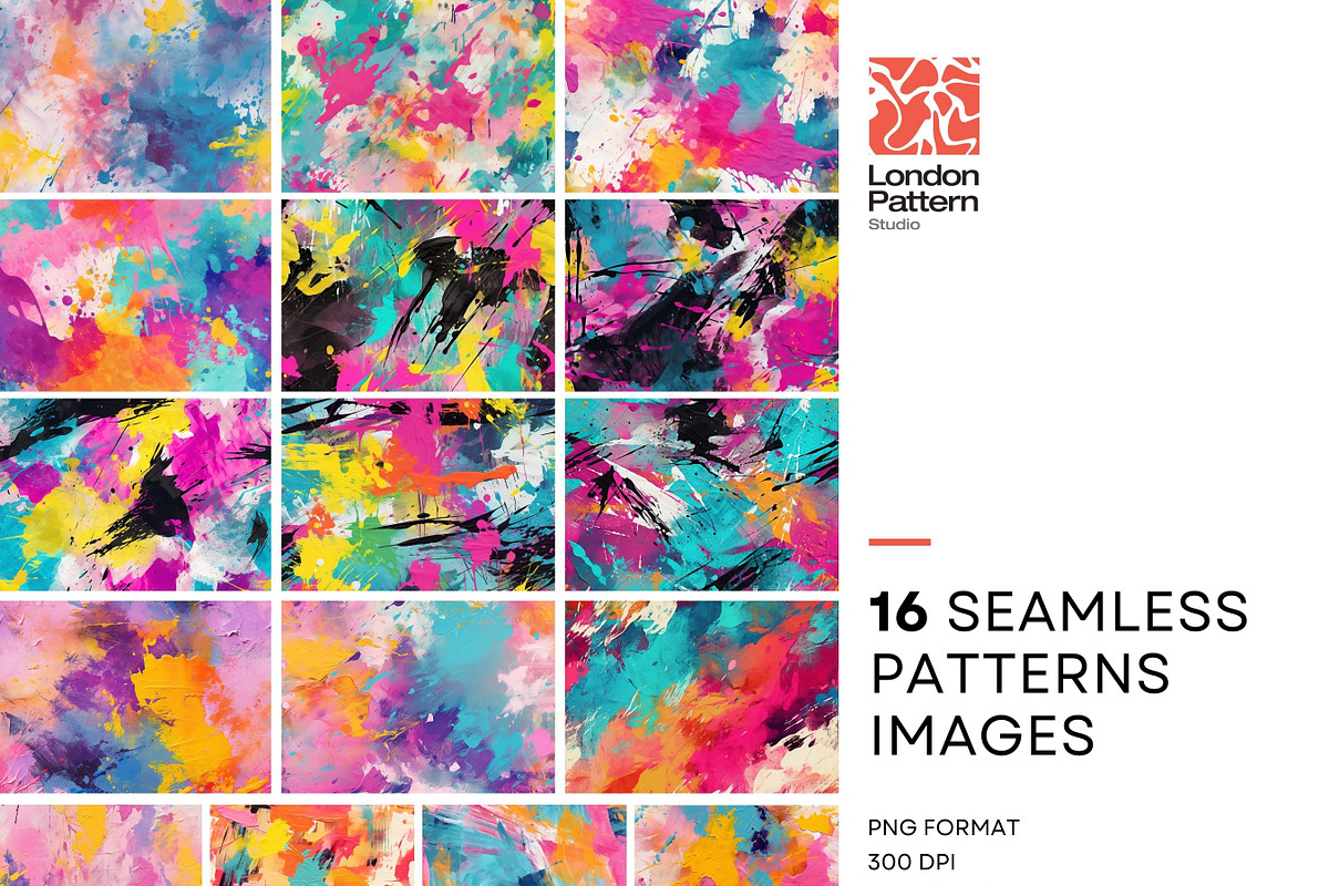 Grunge Seamless Pattern, Colorful, a Pattern Graphic by BrushstrokeArtGB (Photo 2 of 11)