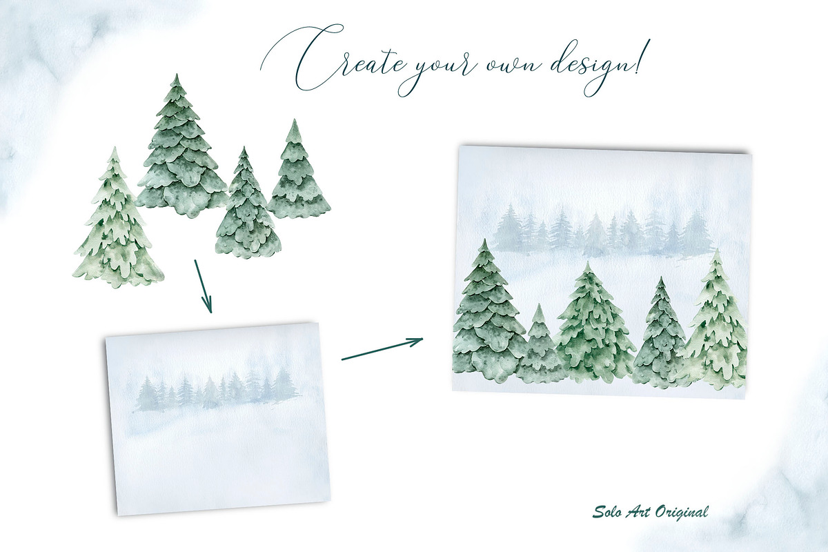 Woodland Landscape Spruce trees, an Illustration by Solo Art Original (Photo 6 of 9)