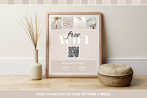 Elegant Neutral WiFi QR Code Sign