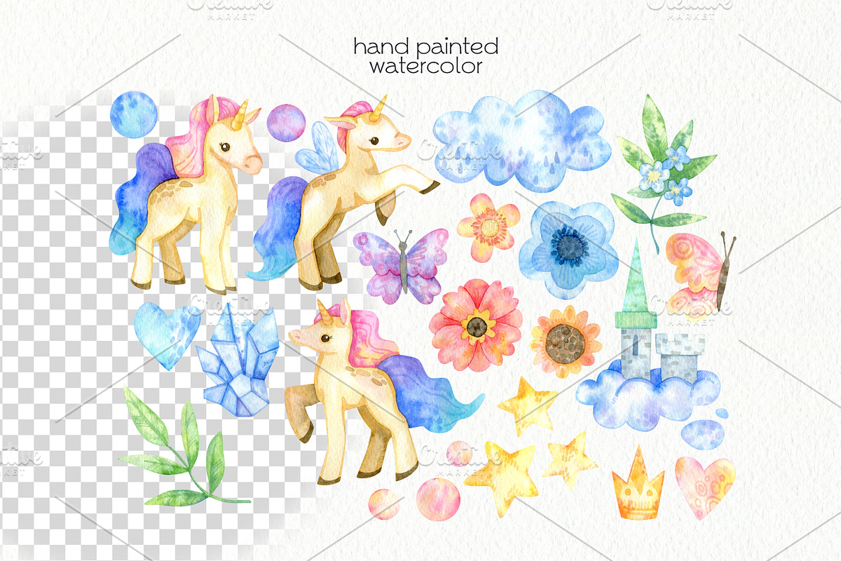 Watercolor Fairy Unicorn, an Animal Illustration by OllyKo Art (Photo 2 of 10)