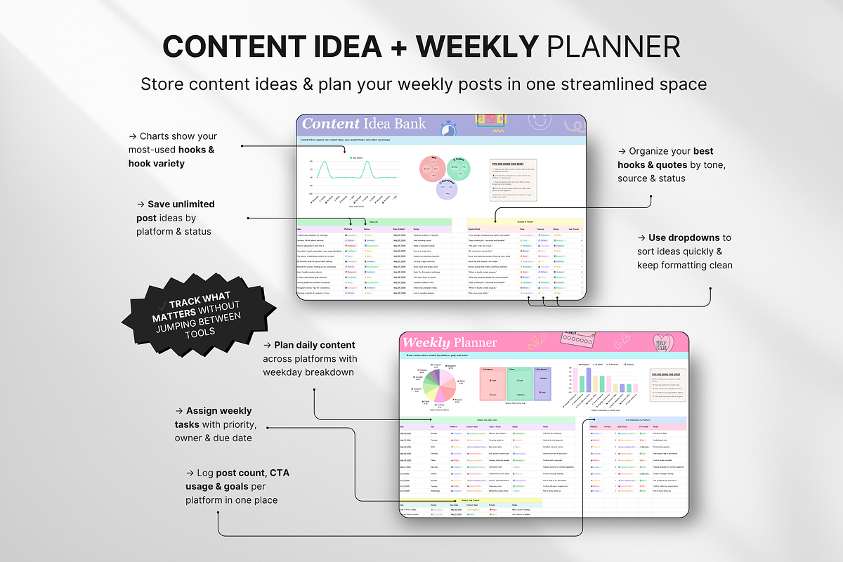Smart Content Planner Canva Sheets, a Design Template by DigiPax (Photo 4 of 10)