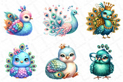 Watercolor Cute Peacock Clipart, an Illustration by DreamPrint404 (Thumbnail 5 of 5)