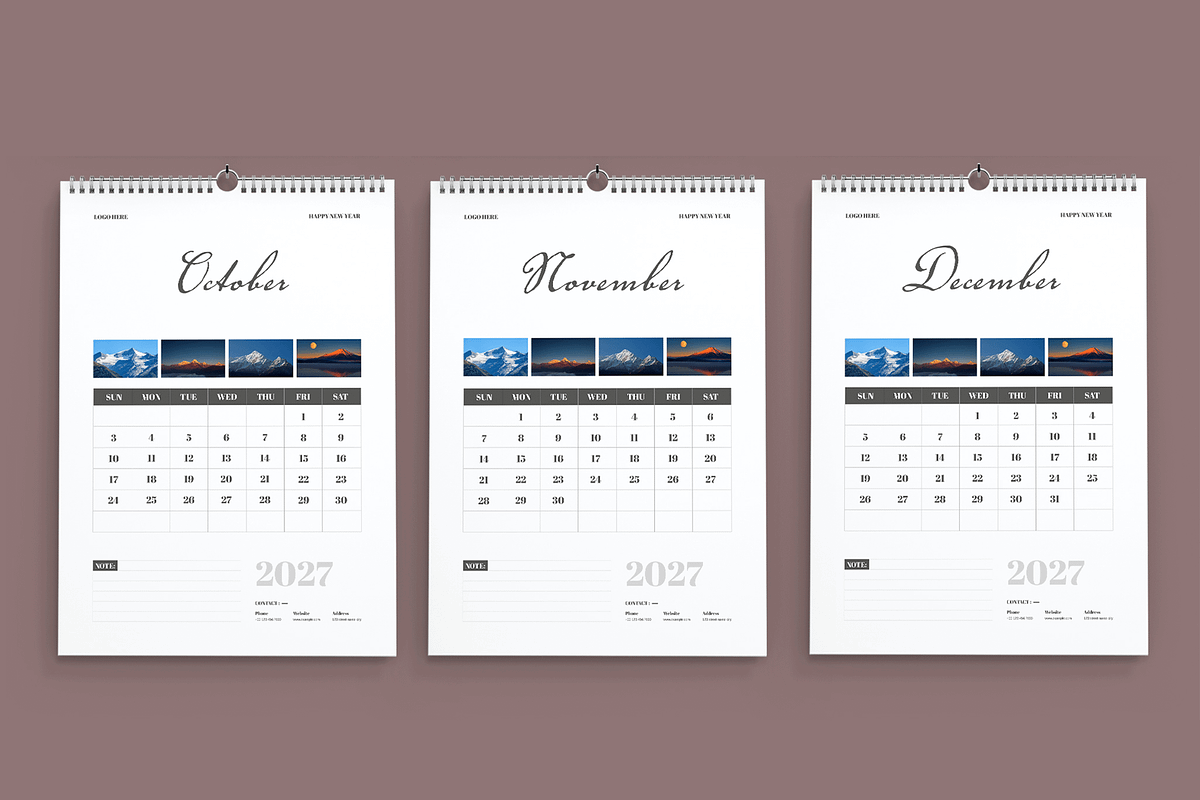 Clean And Calendar Template 2027, a Stationery Template by MightyDesign (Photo 5 of 8)