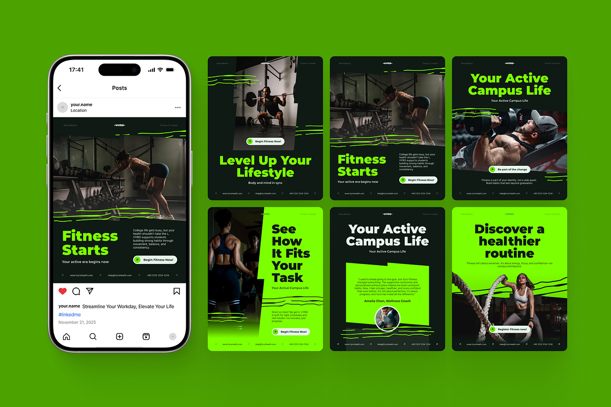 Vyro - Healthy Fitness Social Media, a Social Media Template by SLAB! Design (Photo 2 of 8)