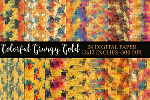 Colorful Grungy Gold Digital Paper, an Illustration by Designworld