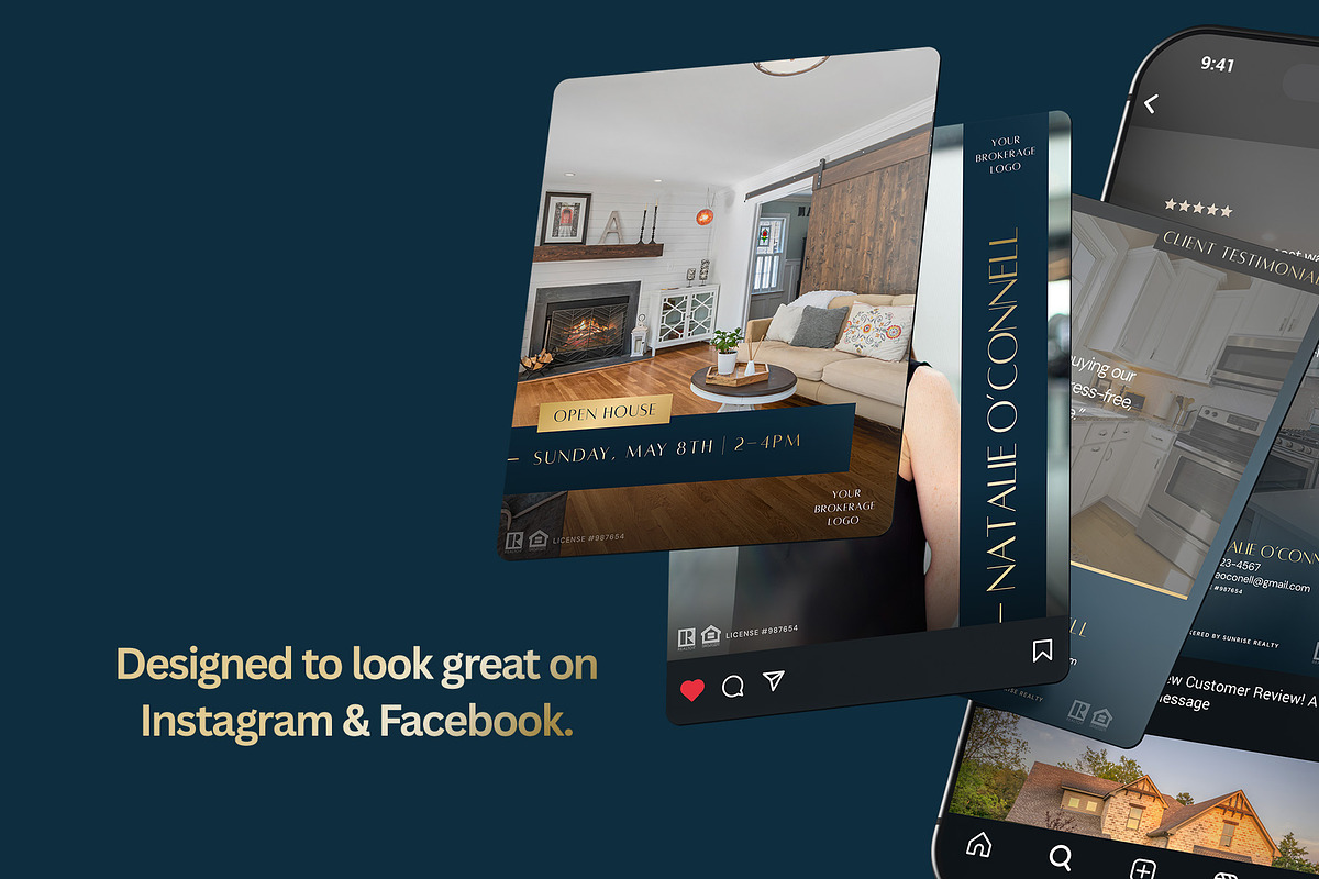Navy & Gold Realtor Canva Templates preview 2