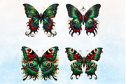 Watercolor Christmas Butterfly Clipa, a Seasonal Illustration by Rose Art (Thumbnail 3 of 7)
