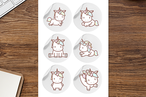 Kawaii Unicorns SVG Illustrations