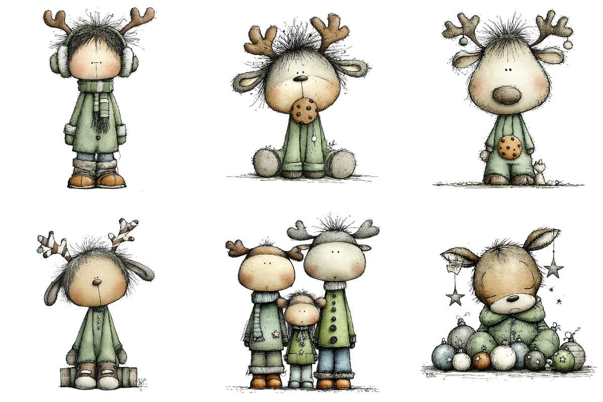 Cute Christmas Reindeer Clipart, an Illustration by DreamArtGraphic (Photo 4 of 5)