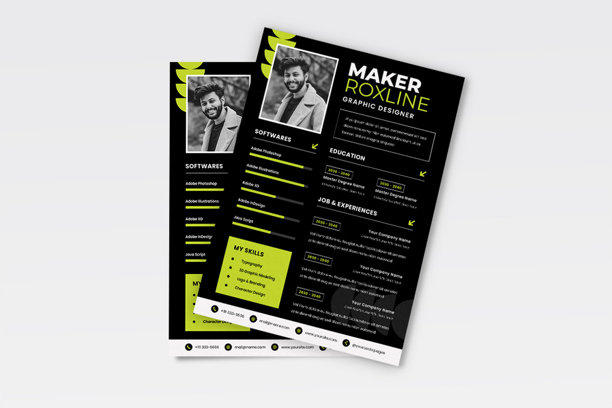 Dark Background Resume CV, a Resume Template by iDoodle Studio (Photo 2 of 4)