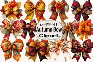 Fall Autumn Bow Clipart Bundle., a Seasonal Illustration by SVGArt