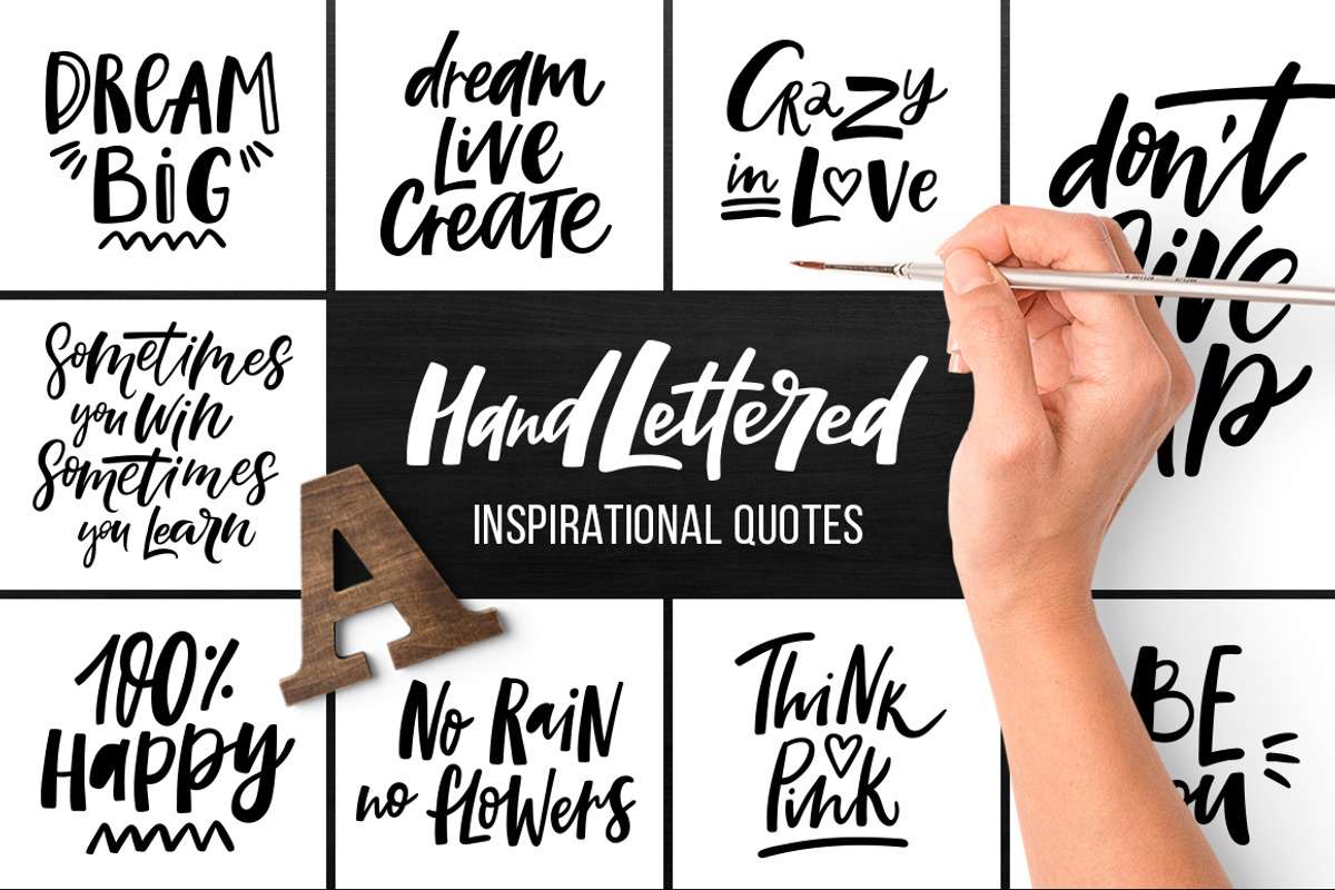 32 Hand lettered quotes, an Illustration by piyacler (Photo 1 of 6)