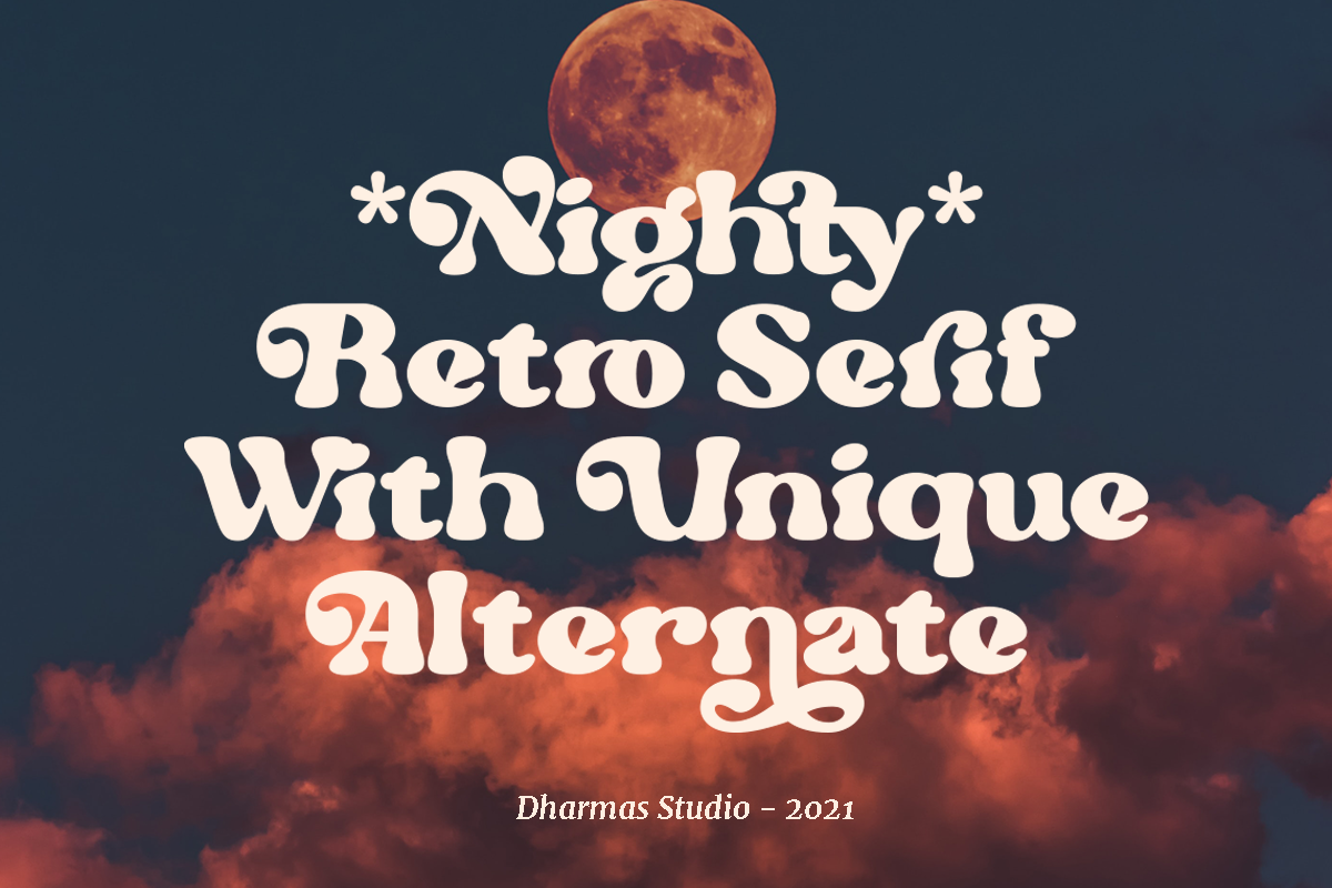 Nighty - Vintage Serif Typeface, a Serif Font by Dharmas Foundry (Photo 8 of 15)