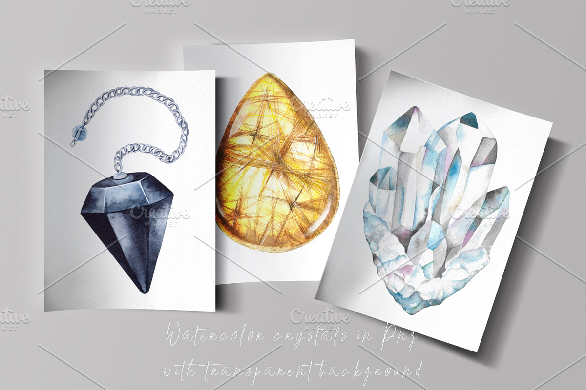 Watercolor crystals & chakra stones, a Texture Illustration by Alena Solonshchikova (Photo 3 of 9)