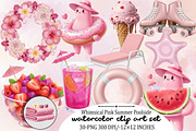 Whimsical Pink Summer Poolside Clipa, an Illustration by SVGArt (Thumbnail 1 of 9)