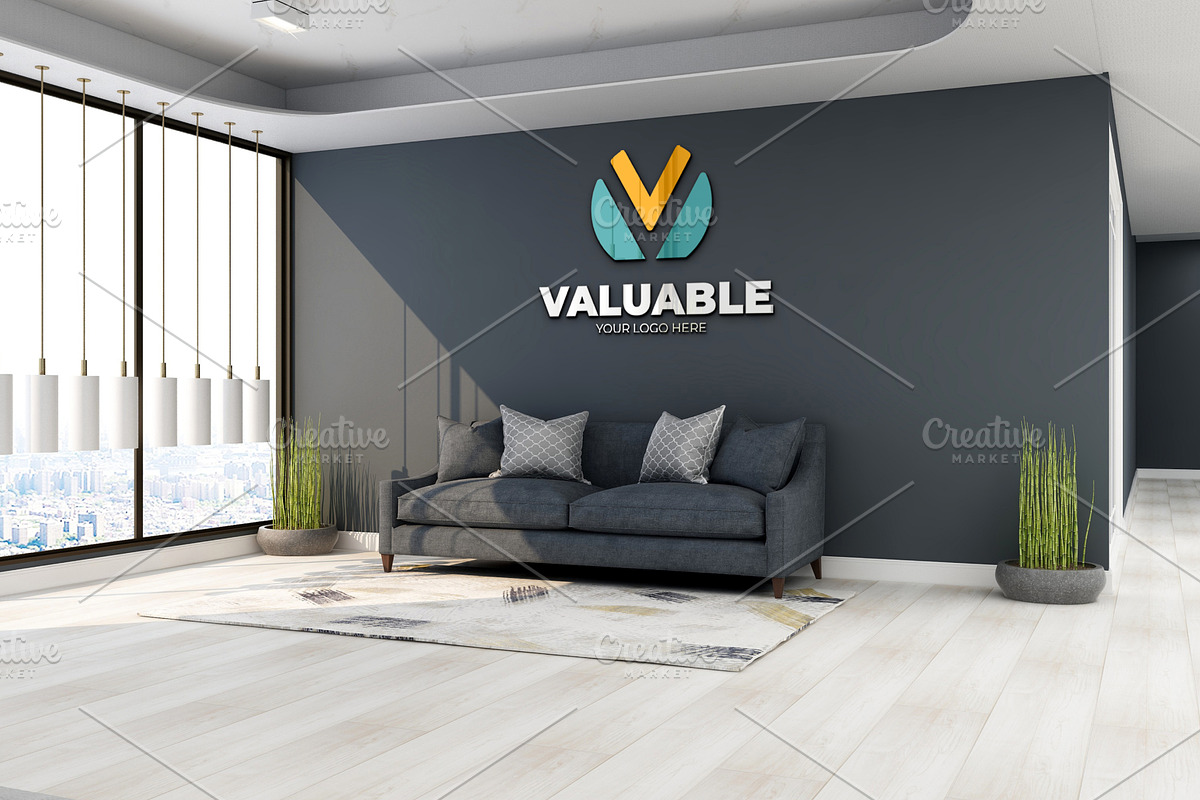 PSD Office Wall Logo Mockup, an Advertising Mockup by Ayy (Photo 5 of 23)