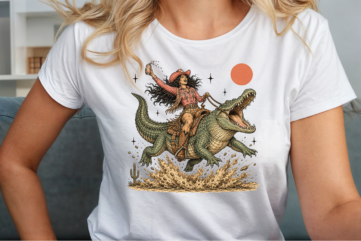 Cowgirl Crocodile Rider PNG, an Object Illustration by Sublimation Artist (Photo 5 of 9)