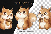 15 Bundle Watercolor Baby Squirrel, an Animal Illustration by Morspective (Thumbnail 2 of 8)