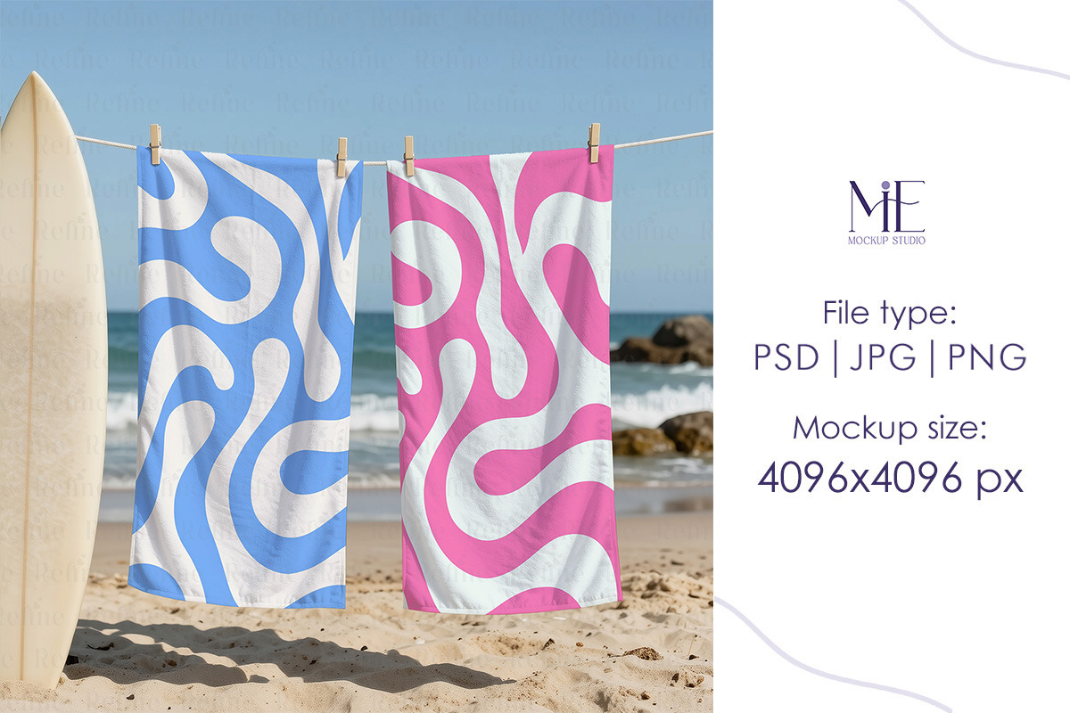 Beach Towels Mockup 30x60 Set, a Household Mockup by Mie Mockup Studio (Photo 5 of 10)
