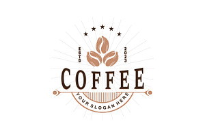 Coffee Logo, Design From Coffee Bean