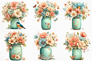 Watercolor Spring Mason Jar Clipart, an Illustration by Craft Nest (Thumbnail 2 of 12)