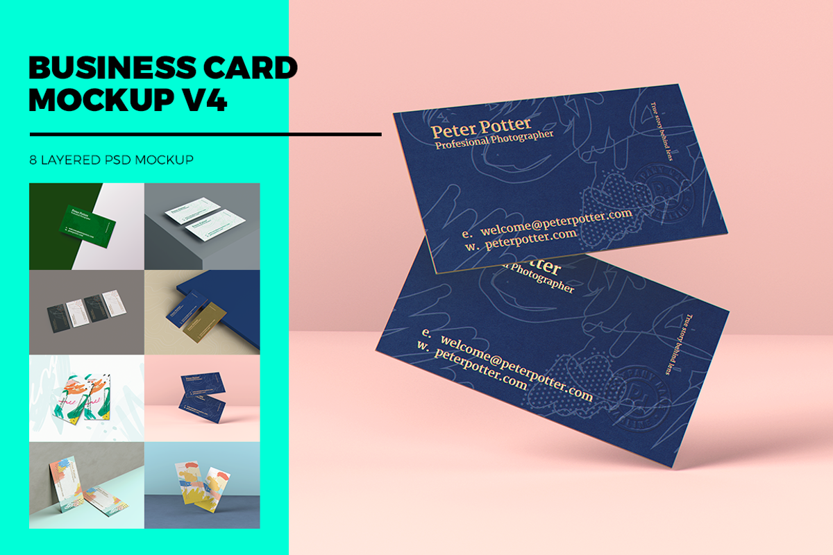 Business Card MockUp v4, a Print Template by coloformia (Photo 1 of 11)