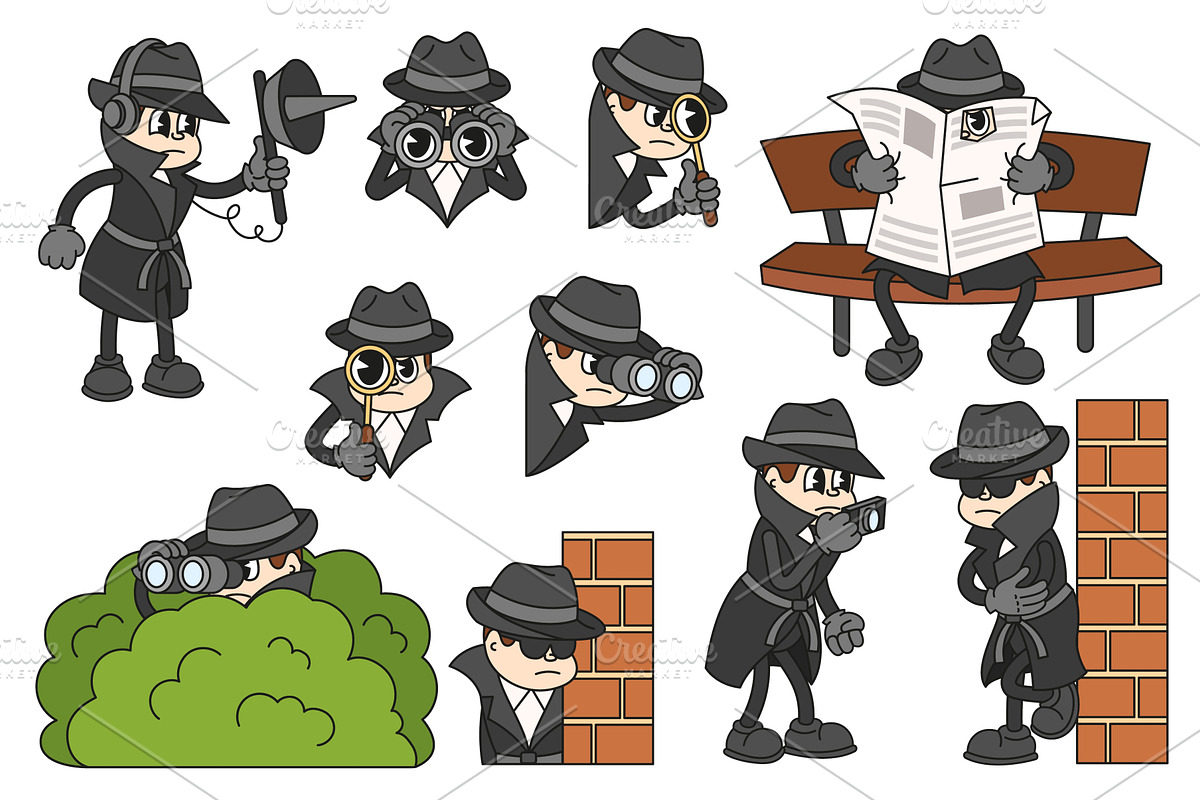 Detective. Cartoon spy character, an Illustration by winwin.art