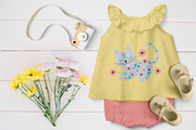 Floral cat clipart and pattern, an Illustration by NataKa (Thumbnail 4 of 9)