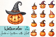 Jack-o’-Lantern with Hat Clipart, an Illustration by CrexoraLab (Thumbnail 1 of 5)