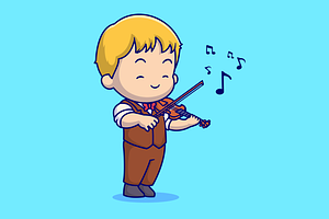 Cute Boy Playing Violin Cartoon, a Person Illustration by Catalyst Labs