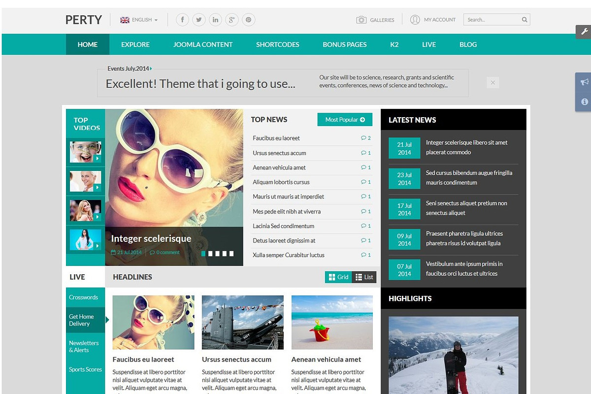 SJ Perty - News/Magazine Template, a Websites & App Template by YouTech (Photo 2 of 5)