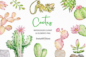 Watercolor Cactus Clipart, an Object Graphic by SvetaArtStore