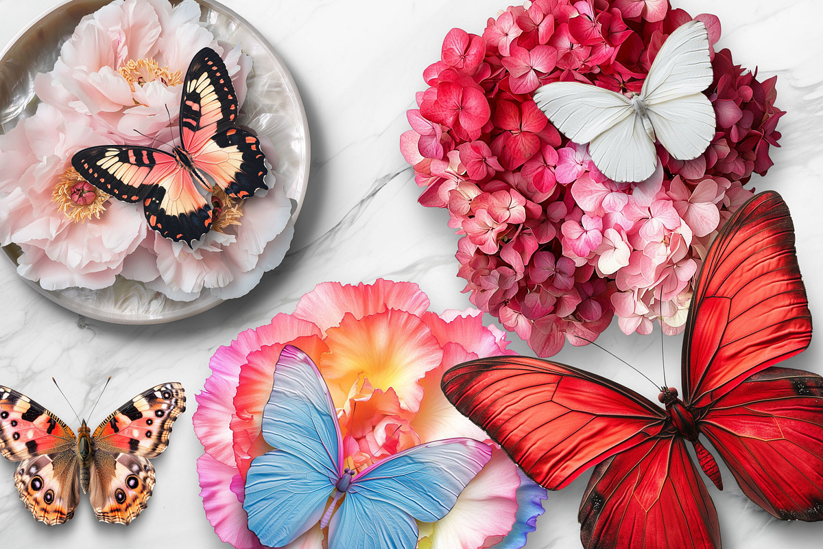 Flowers & Butterflies PNG Objects, an Object Graphic by Iconogenic (Photo 4 of 8)