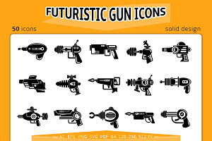 Futuristic Gun Icons Set