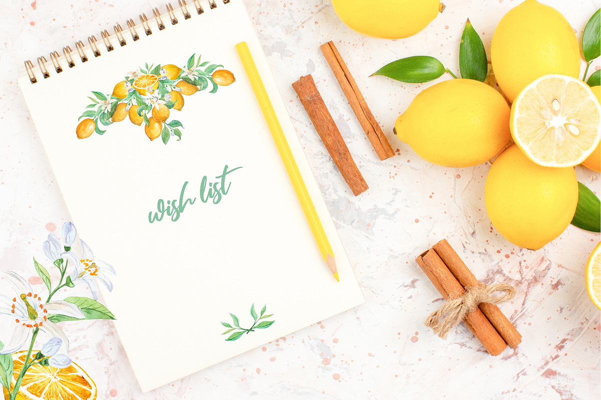 Juicy Lemon. Watercolor set, a Food Illustration by Tata Pilip (Photo 7 of 7)