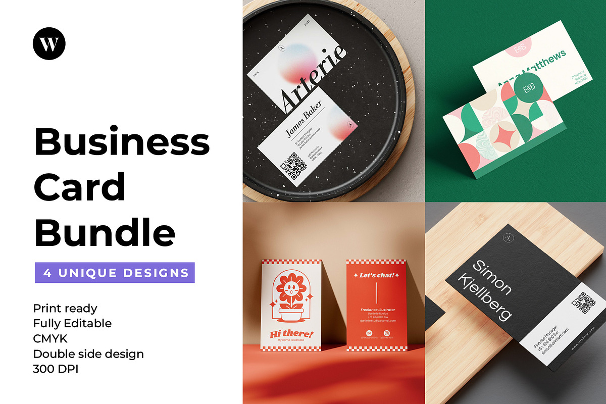 4-in-1 Business Card Template, a Templates & Theme by artsmithery (Photo 1 of 11)