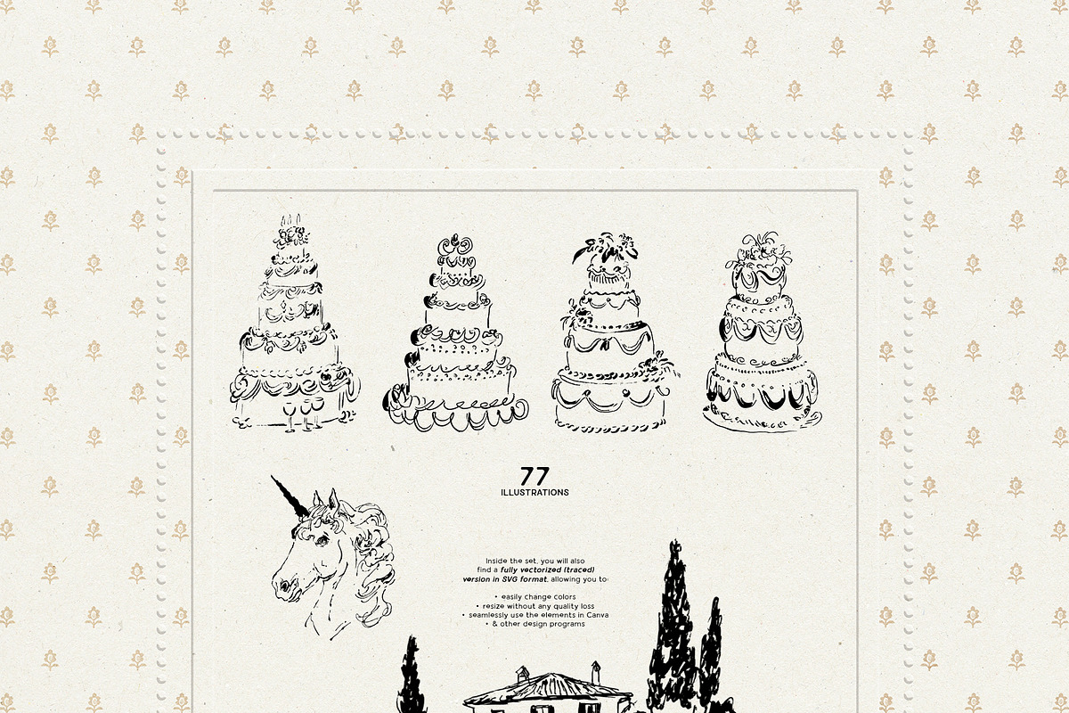 Timeless Romance: Wedding Line Art, a Decorative Illustration by Purple (Photo 10 of 13)