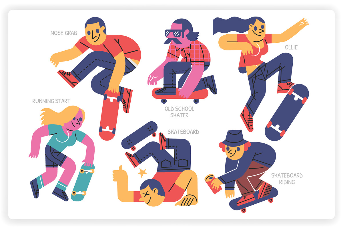 36 Skateboarding Elements x2 Styles, a Graphic by monkik (Photo 5 of 25)